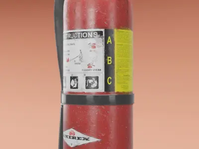 Game Ready Fire Extinguisher 3D Model Industrial Safety Prop Low-poly 3D model