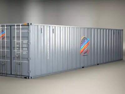 Intermodal Shipping Container 40-foot-long Grey Low-poly 3D model