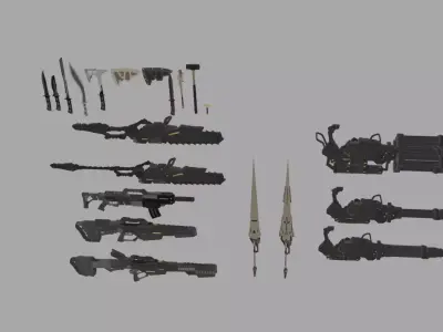 Futuristic Sci Fi Weapon Pack Guns Rifles and Swords 3D Model 3D model