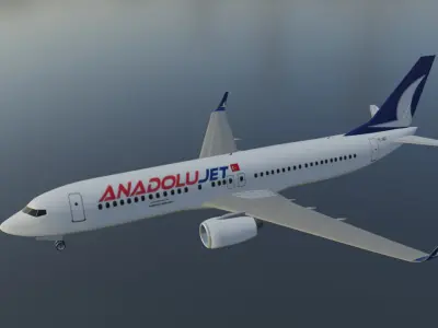 Anadolu jet Boeing 737-800 low poly 3D model Low-poly 3D model