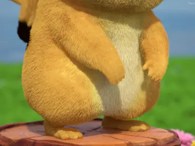 Cartoon Pikachu Character Fur 3D model