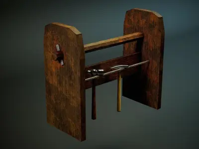 Medieval Blacksmith Tool Rack Low-poly 3D model