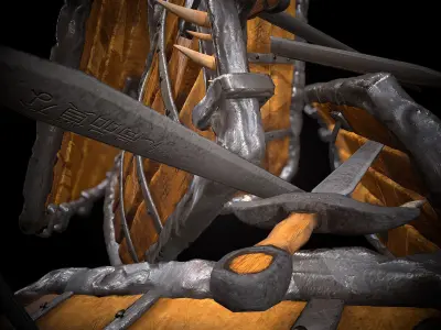 An epic sword and shield Low-poly 3D model