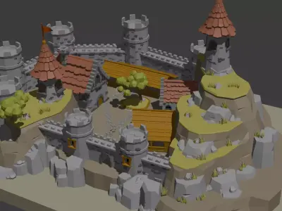 Low Poly Medieval Castle  Free low-poly 3D model