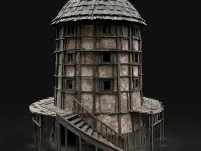 ENTERABLE HIGH TOWER WATCHTOWER COLLECTION BUILDINGS 3D Model Pack