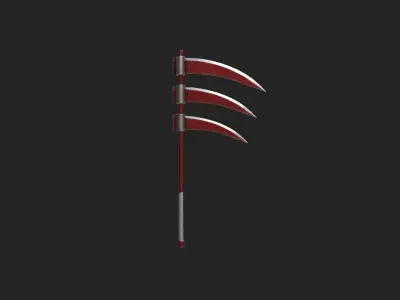 Triple-Bladed Scythe Hidans Scythe  Free low-poly 3D model