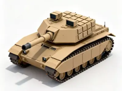 Modern Desert Main Battle Tank MBT 3D Model Low-poly 3D model
