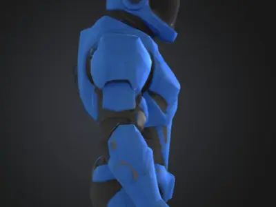 Futuristic Blue Soldier Model Tactical Armored SciFi Character Low-poly 3D model
