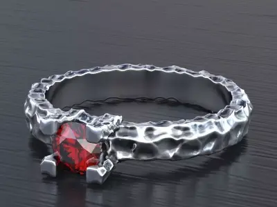 Engagement Stylish antique ring with diamond 364 3D print model