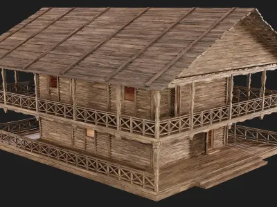 Old Wooden House 4K Textures GameReady 141 Low-poly 3D model