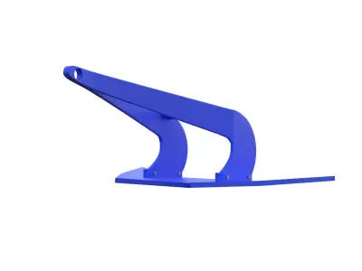Marine Anchor Blue PBR All-Quads Low-Poly 3D Model Low-poly 3D model