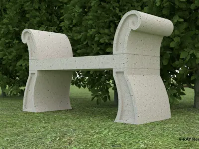 Simple Stone Georgian Bench Low-poly 3D model