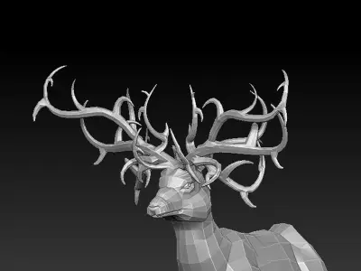 3D RAM LOWPOLY deer with antlers Low-poly 3D model