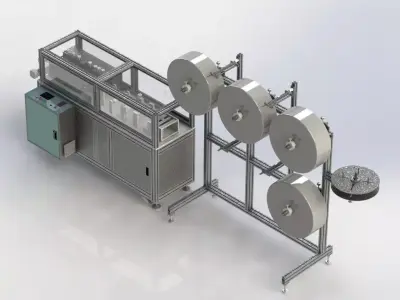 MASK MACHINE - DISPOSABLE MASK BODIES PRODUCTION 150 PCS MINUTE 3D model