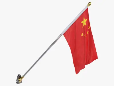 Peoples Republic of China Cloth Flag Wall Mount Animated 3D model