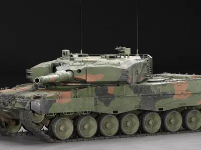 Leopard 2A4 Roketsan MZK Turret Upgrade Plus Interior Edition Low-poly 3D model