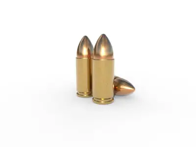 9mm Parabellum Ammo Low-poly 3D model