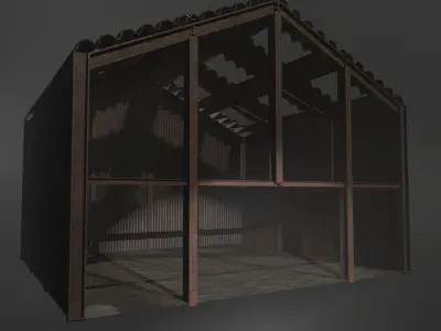 warehouse wooden barn Free low-poly 3D model