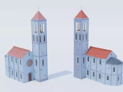 Italian Chucrh Low Poly Low-poly 3D model