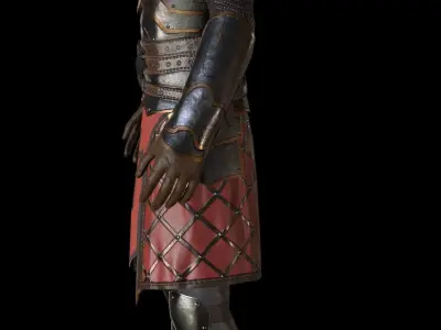 Knight Armor with sword and shield Low-poly 3D model