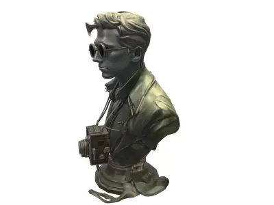 Victorian Photographer Bust with Vintage Camera 3D model