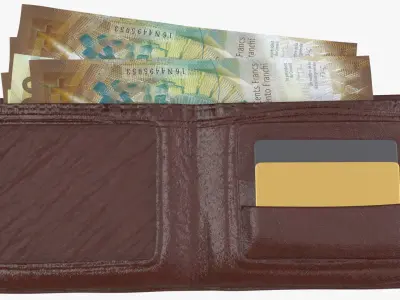 Switzerland Swiss 200 Francs Wallet Money Purse 3D model