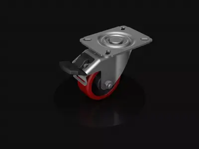 Industrial swivel wheel with brake 3D model