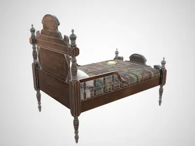 Antique bed Low-poly 3D model