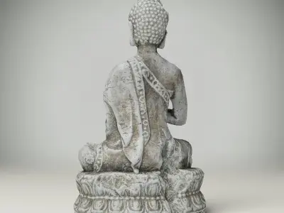Statue of Buddha covered with frost and snow Low-poly 3D model Free low-poly 3D model