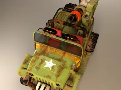 3D jeep Model with Substance painter texturing Low-poly 3D model