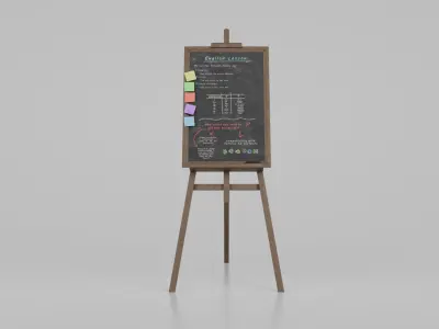 Vertical Wooden Chalkboards Duo - Customizable Standing Writing Board Set 3D model