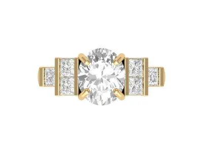 Oval Art Deco Ring 3D print model 3