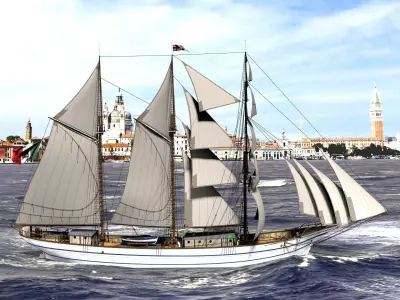 Brig - Barquetine Fidente 1920 3D model