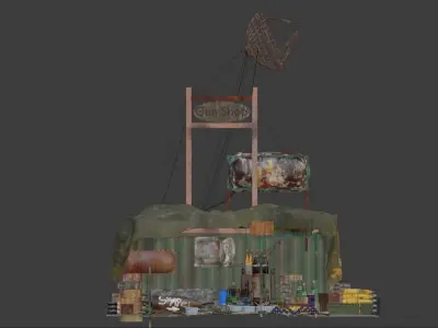 Post Apocalyptic Kitbash UNREAL FBX BLEND Houses Containers  3D model