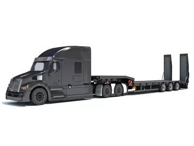 Truck with Platform Trailer 3D model purchase