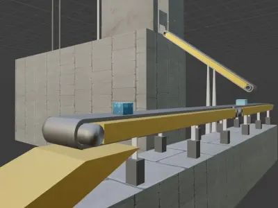 Conveyor concrete structure with belt 3D model