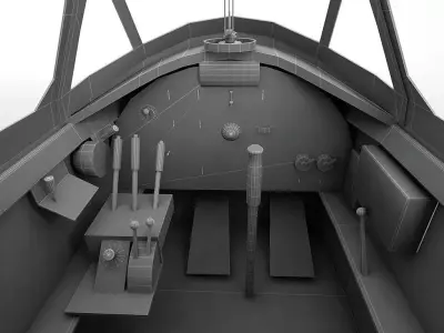 Cockpit Nakajima B5N WWII Aircraft Low-poly 3D model
