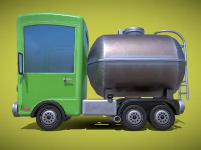 Stylized Gasoline Truck Low-poly 3D model