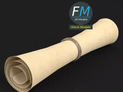 Rolled up paper scroll 3D model