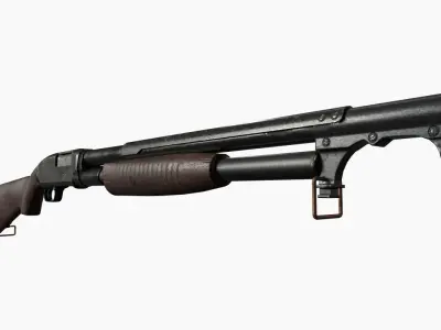 Shotgun Low-poly 3D model 11