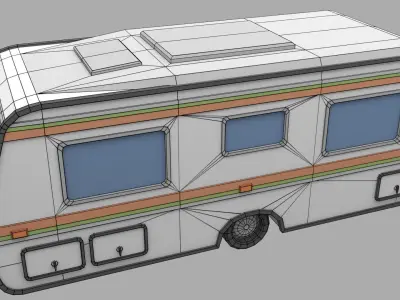 Caravan - Low Poly camper trailer Low-poly 3D model