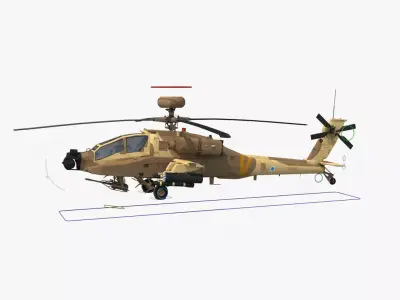 AH64E Apache Longbow Helicopter Desert Rigged Low-poly 3D model