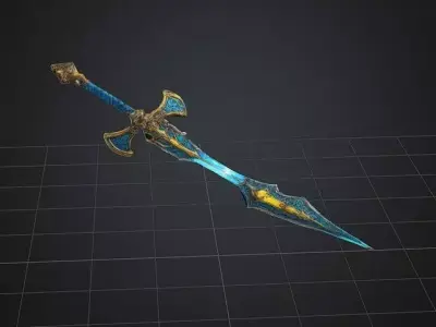 Blade of the Sun Realistic Anime Stylized Fantasy Sword Low-poly 3D model