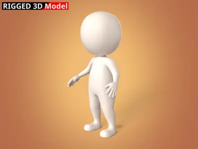 Cartoon Stickman Character with FK and IK Rig -- Man -- Boy 3D model