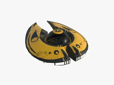 Alien Spaceship UFO I08 Yellow Dirt - Sci Fi Spacecraft Design Low-poly 3D model