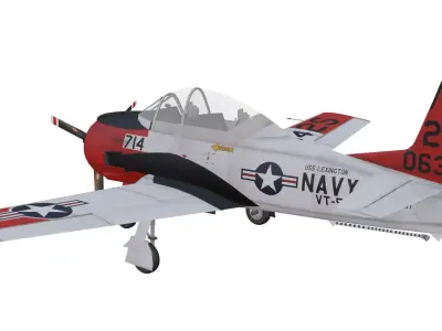 North American T-28 Trojan Low-poly 3D model