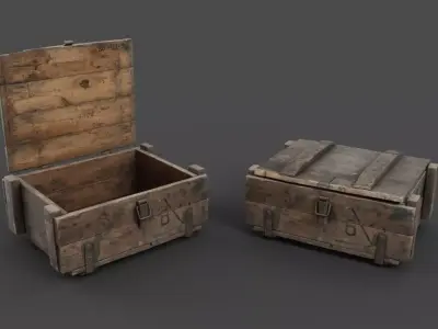 Wooden Crate Low-poly 3D model 11