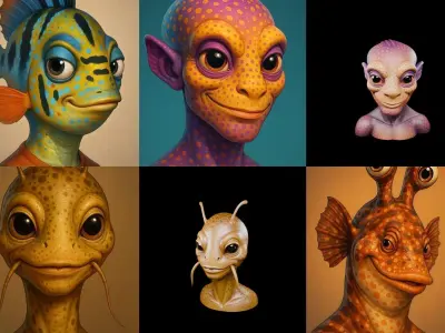 Head Fish bundle 8 pack 100 glb 3D model