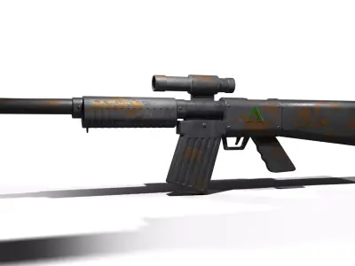 Semi-Automatic Gun Low-poly 3D model