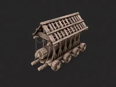 Medieval Siege Wooden Battering Ram 2 Low-poly 3D model
